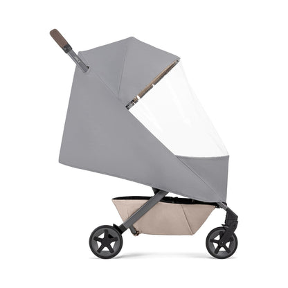 AER+/2 Buggy Rain Cover - Windproof & Waterproof Winter Stroller Accessory - Clear Baby Travel Weather Shield for Sun, Dust, and Snow Protection - Compact and Easy Storage - Grey