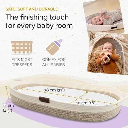 Baby Changing Basket, Portable Diaper Changing Pad, Moses Basket for Newborns, Changing Table Topper for Baby Nursery, Waterproof Travel Pad Cover