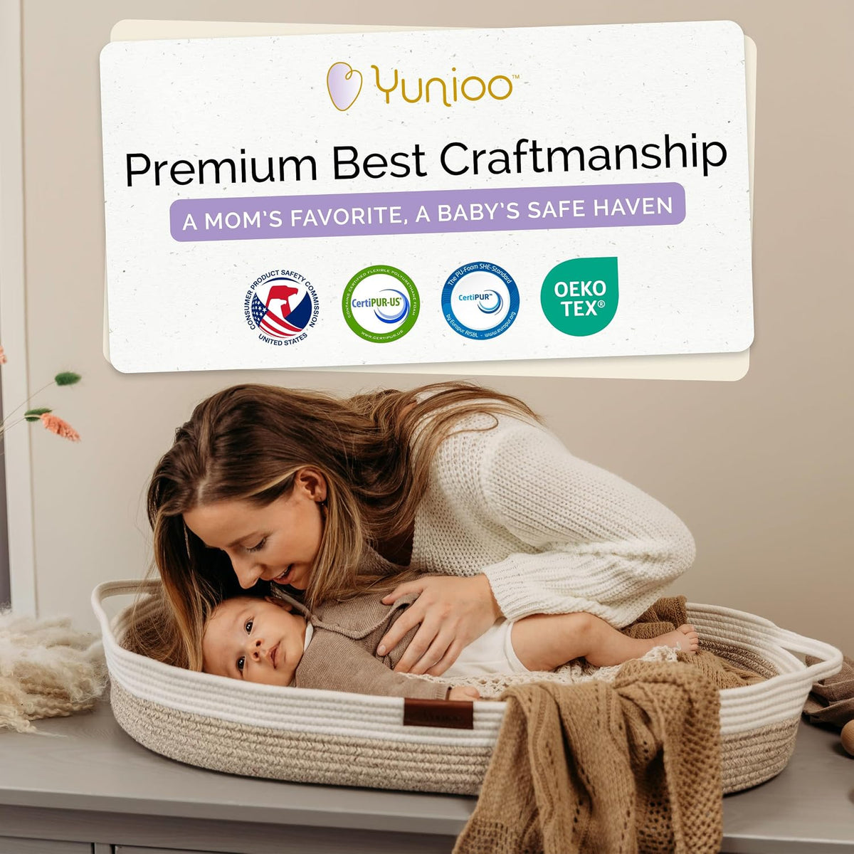 Baby Changing Basket, Portable Diaper Changing Pad, Moses Basket for Newborns, Changing Table Topper for Baby Nursery, Waterproof Travel Pad Cover