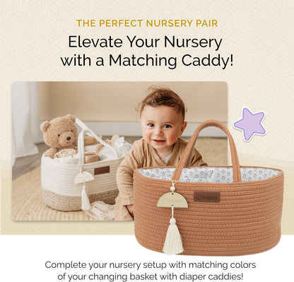 Baby Changing Basket, Portable Diaper Changing Pad, Moses Basket for Newborns, Changing Table Topper for Baby Nursery, Waterproof Travel Pad Cover