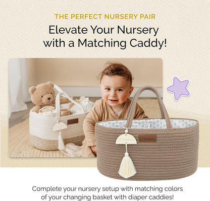 Baby Changing Basket, Portable Diaper Changing Pad, Moses Basket for Newborns, Changing Table Topper for Baby Nursery, Waterproof Travel Pad Cover