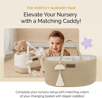 Baby Changing Basket, Portable Diaper Changing Pad, Moses Basket for Newborns, Changing Table Topper for Baby Nursery, Waterproof Travel Pad Cover