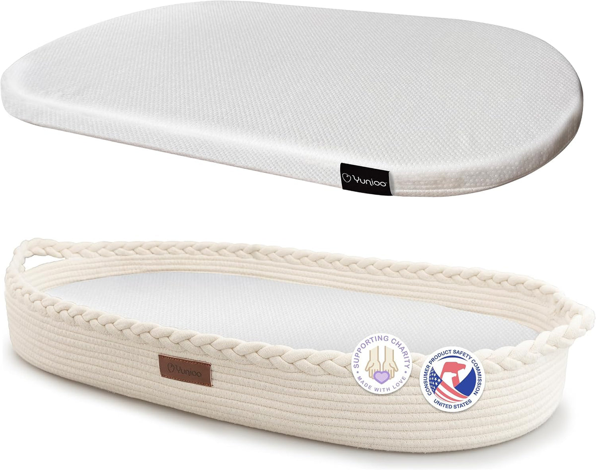 Baby Changing Basket, Portable Diaper Changing Pad, Moses Basket for Newborns, Changing Table Topper for Baby Nursery, Waterproof Travel Pad Cover