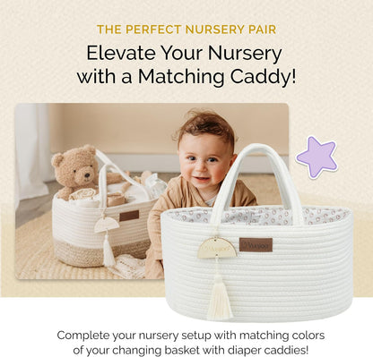 Baby Changing Basket, Portable Diaper Changing Pad, Moses Basket for Newborns, Changing Table Topper for Baby Nursery, Waterproof Travel Pad Cover