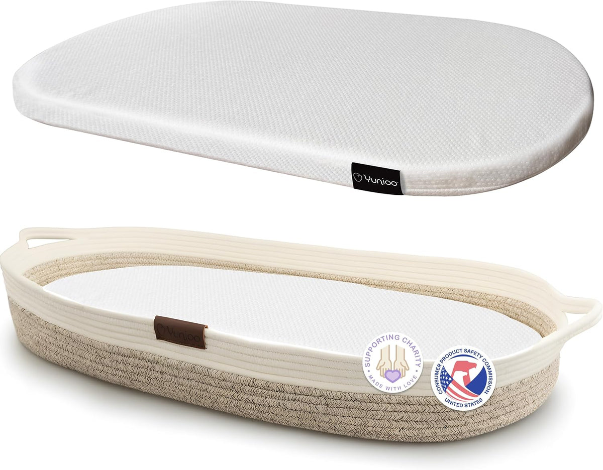 Baby Changing Basket, Portable Diaper Changing Pad, Moses Basket for Newborns, Changing Table Topper for Baby Nursery, Waterproof Travel Pad Cover