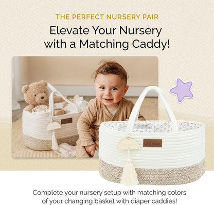 Baby Changing Basket, Portable Diaper Changing Pad, Moses Basket for Newborns, Changing Table Topper for Baby Nursery, Waterproof Travel Pad Cover