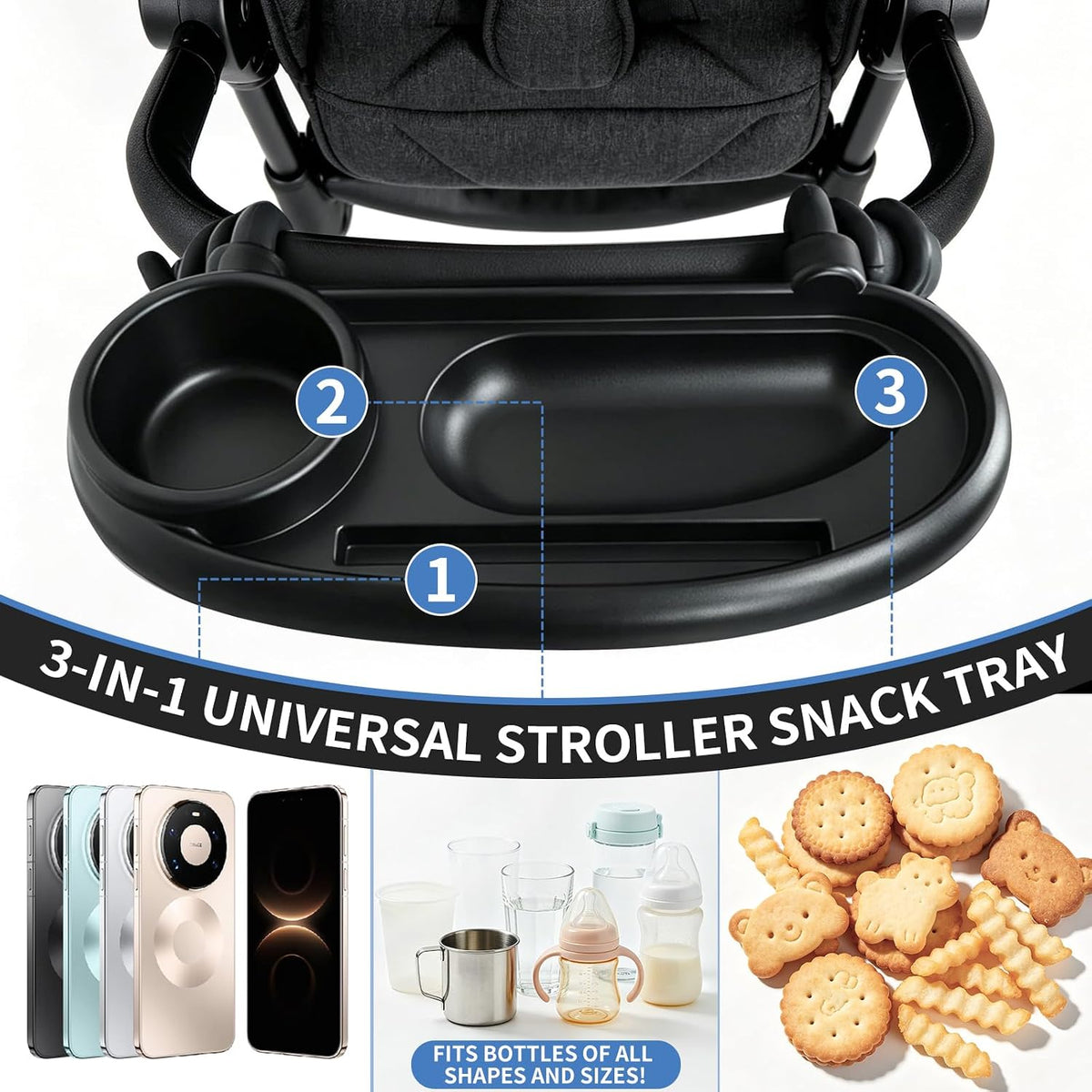 Stroller Tray Compatible with Chicco & Joie Strollers