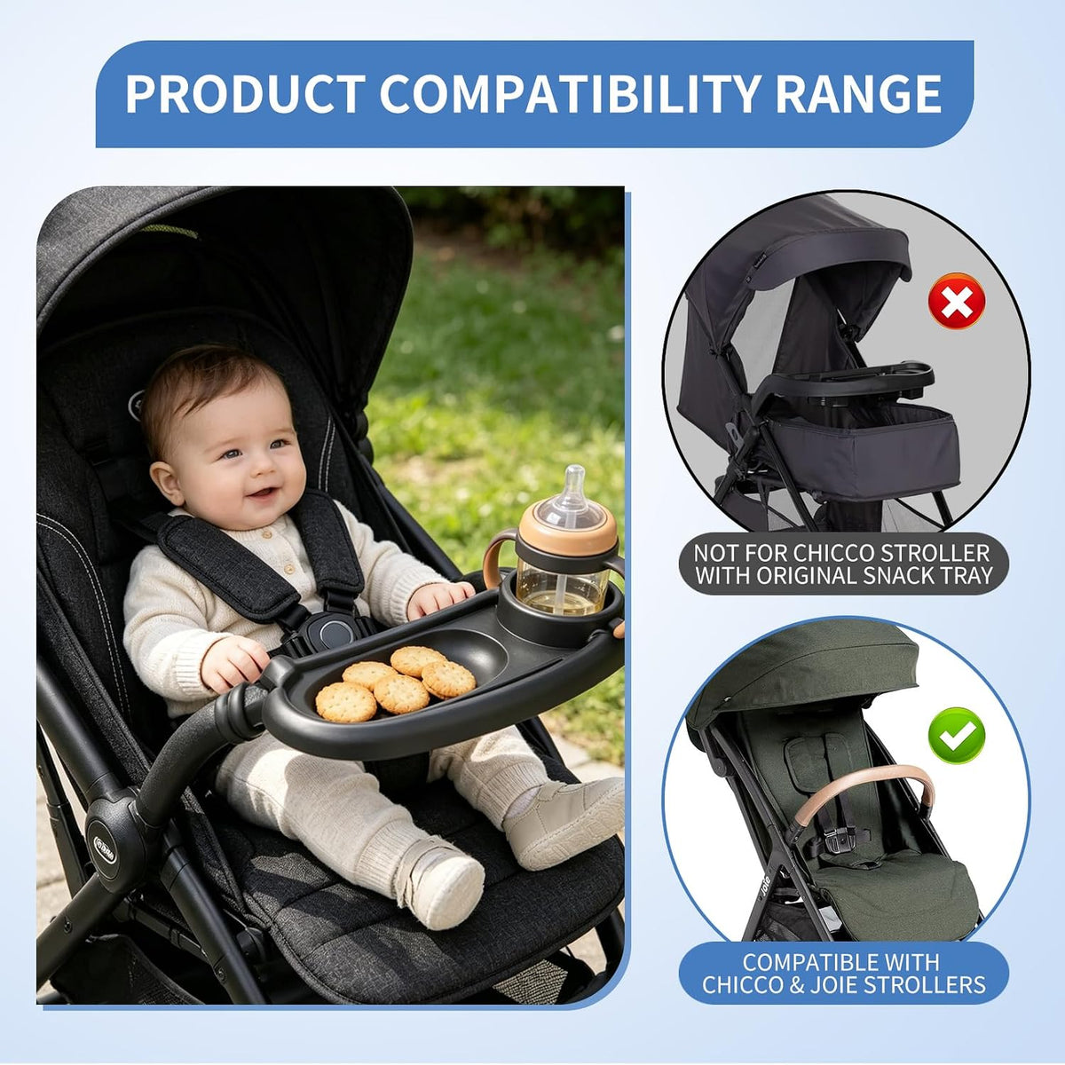 Stroller Tray Compatible with Chicco & Joie Strollers