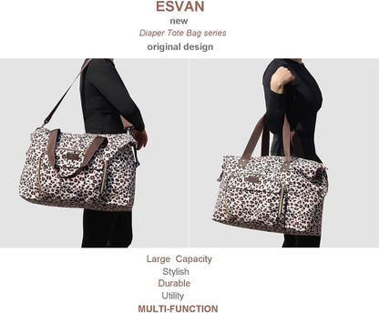 Diaper Bag Tote, Travel Overnight Carry-on Duffel Gym Bag, Multifunction Linen Canvas Dry Wet Maternity weekender