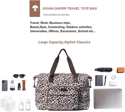 Diaper Bag Tote, Travel Overnight Carry-on Duffel Gym Bag, Multifunction Linen Canvas Dry Wet Maternity weekender