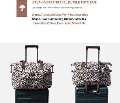 Diaper Bag Tote, Travel Overnight Carry-on Duffel Gym Bag, Multifunction Linen Canvas Dry Wet Maternity weekender