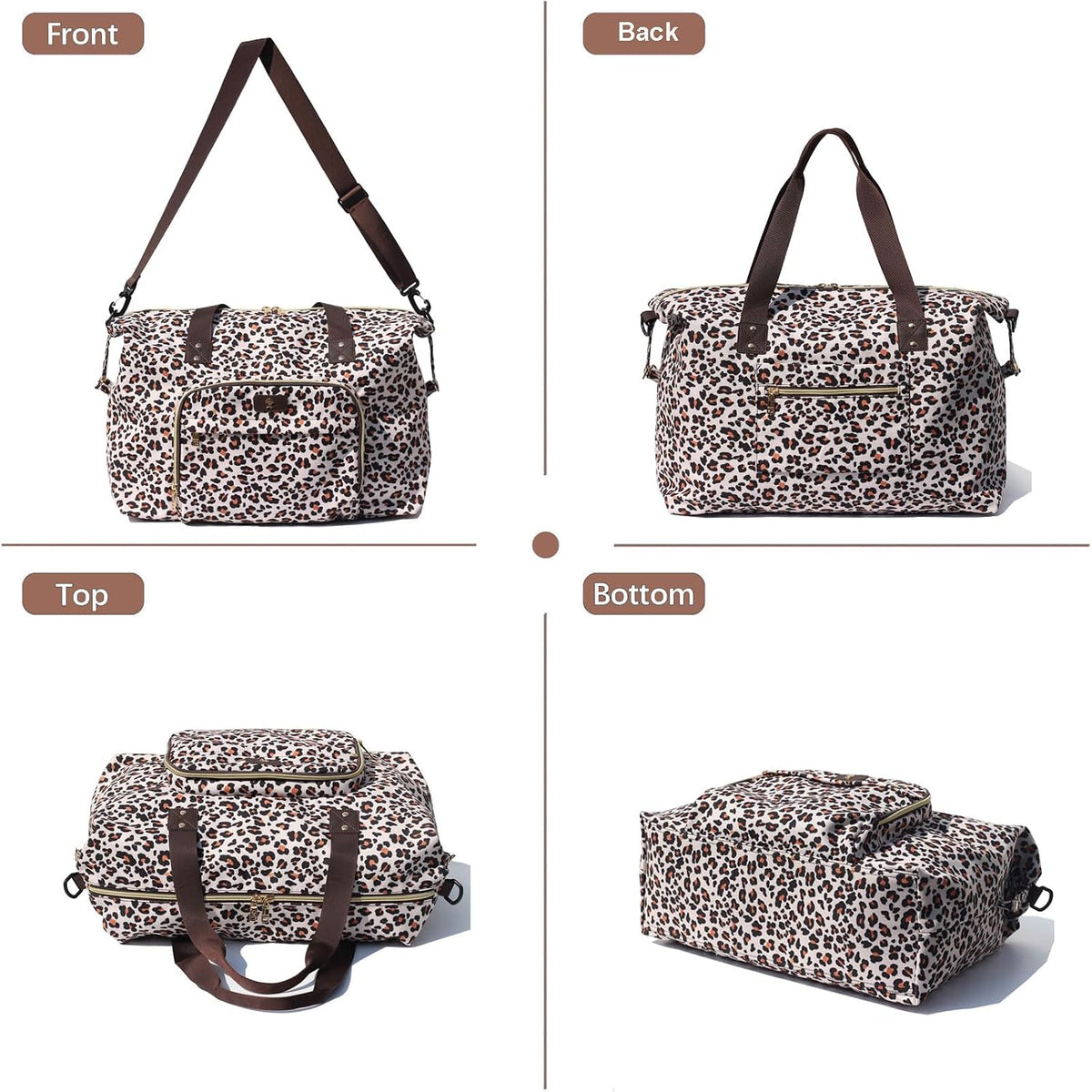 Diaper Bag Tote, Travel Overnight Carry-on Duffel Gym Bag, Multifunction Linen Canvas Dry Wet Maternity weekender