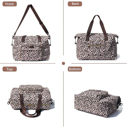 Diaper Bag Tote, Travel Overnight Carry-on Duffel Gym Bag, Multifunction Linen Canvas Dry Wet Maternity weekender