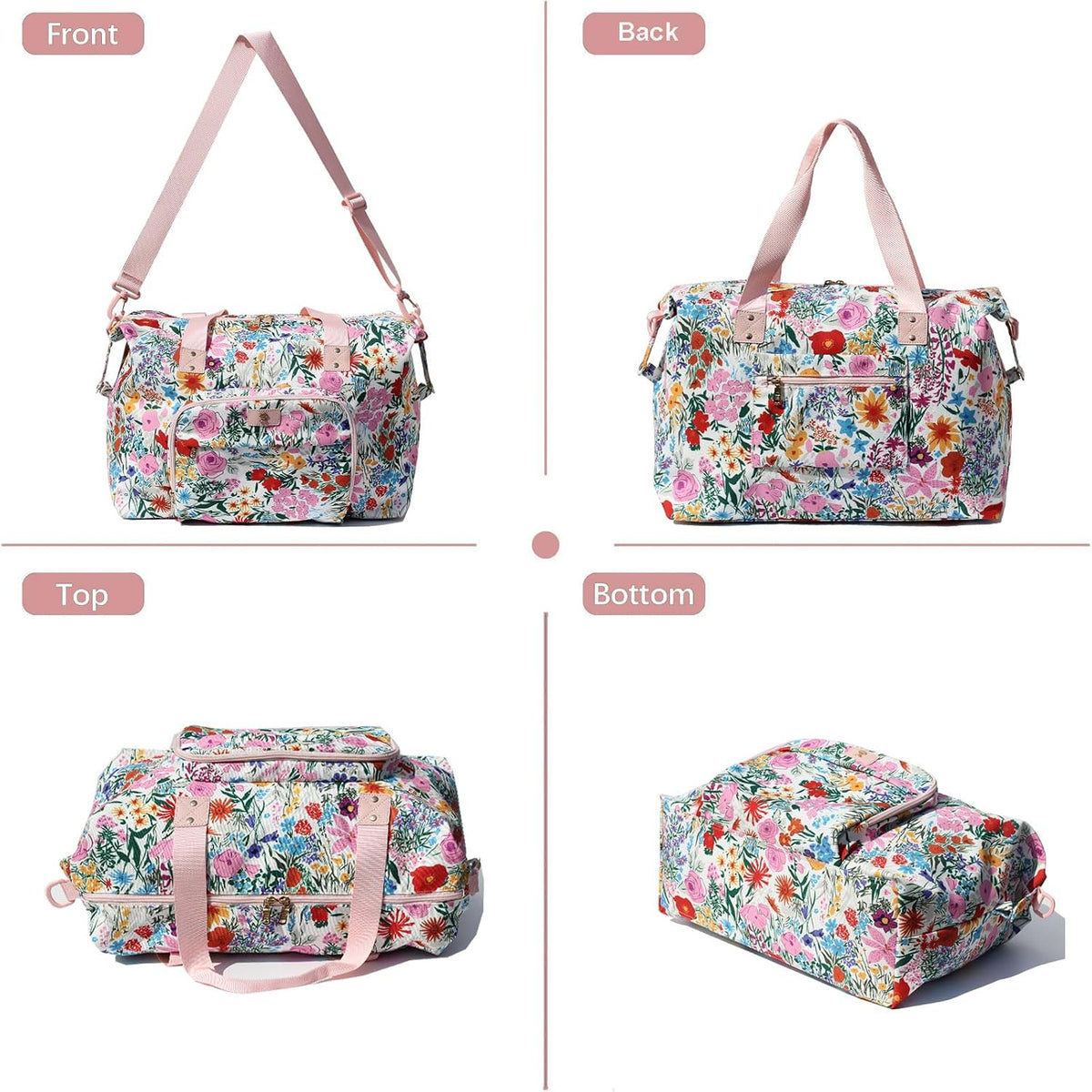 Diaper Bag Tote, Travel Overnight Carry-on Duffel Gym Bag, Multifunction Linen Canvas Dry Wet Maternity weekender