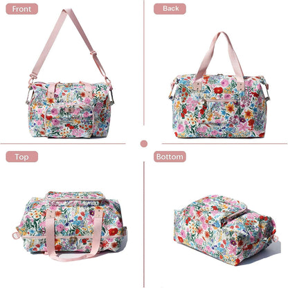 Diaper Bag Tote, Travel Overnight Carry-on Duffel Gym Bag, Multifunction Linen Canvas Dry Wet Maternity weekender