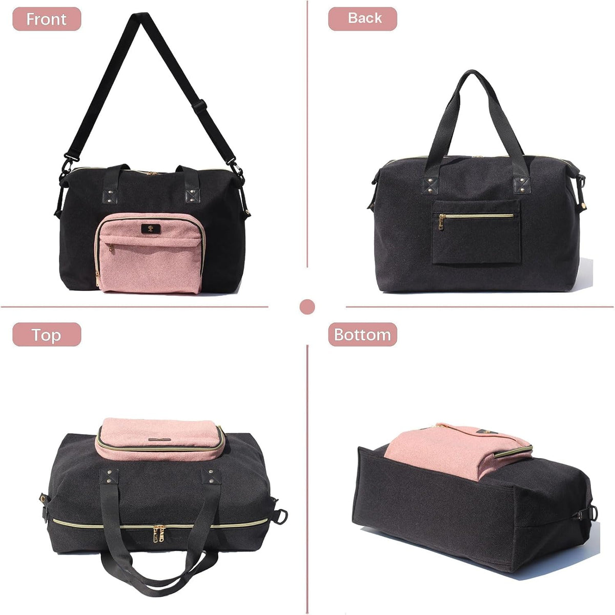Diaper Bag Tote, Travel Overnight Carry-on Duffel Gym Bag, Multifunction Linen Canvas Dry Wet Maternity weekender