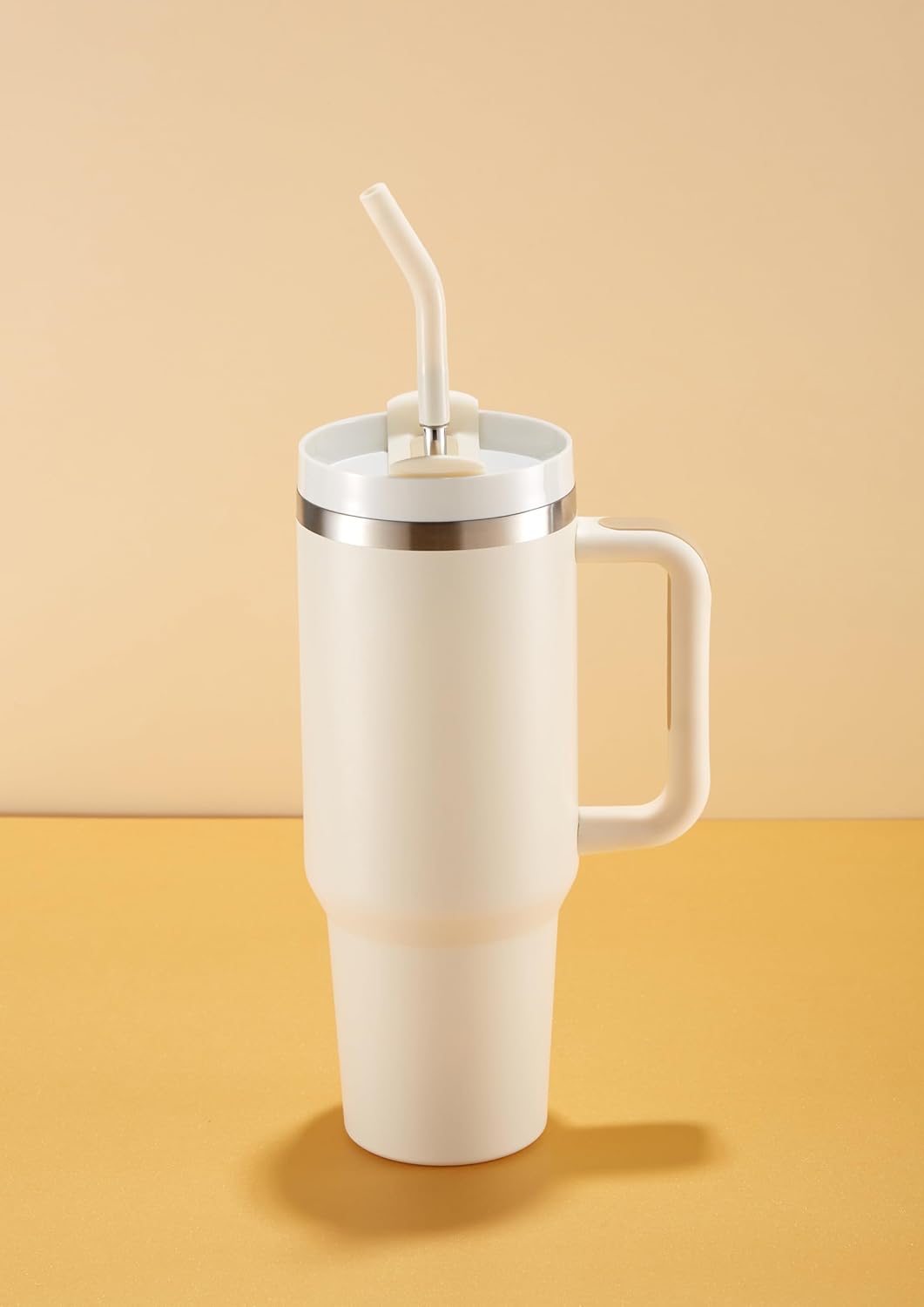 Stainless Steel Tumbler, with Straw and Handle, Leakproof, Vacuum Insulated Travel Coffee Mug, Reusable Double Walled Water Bottle, Keeps Hot or Cold, 40 oz, Bubblegum Pink