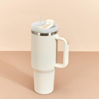 Stainless Steel Tumbler, with Straw and Handle, Leakproof, Vacuum Insulated Travel Coffee Mug, Reusable Double Walled Water Bottle, Keeps Hot or Cold, 40 oz, Bubblegum Pink