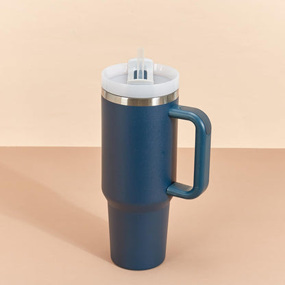 Stainless Steel Tumbler, with Straw and Handle, Leakproof, Vacuum Insulated Travel Coffee Mug, Reusable Double Walled Water Bottle, Keeps Hot or Cold, 40 oz, Bubblegum Pink