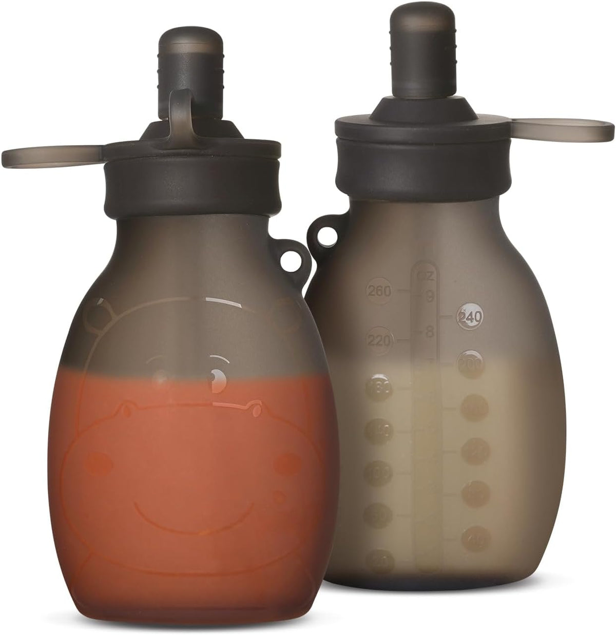 Hippo Wide Opening Silicone Goody Pouch – 9oz/260ml Reusable Pouches for Toddlers, Baby Food Pouches with Wide Opening for Easy Fill & Clean, Perfect for Purees & Smoothies