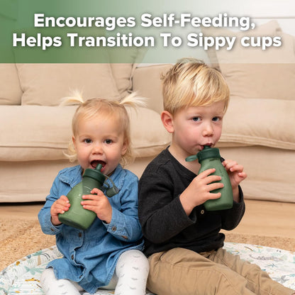 Hippo Wide Opening Silicone Goody Pouch – 9oz/260ml Reusable Pouches for Toddlers, Baby Food Pouches with Wide Opening for Easy Fill & Clean, Perfect for Purees & Smoothies