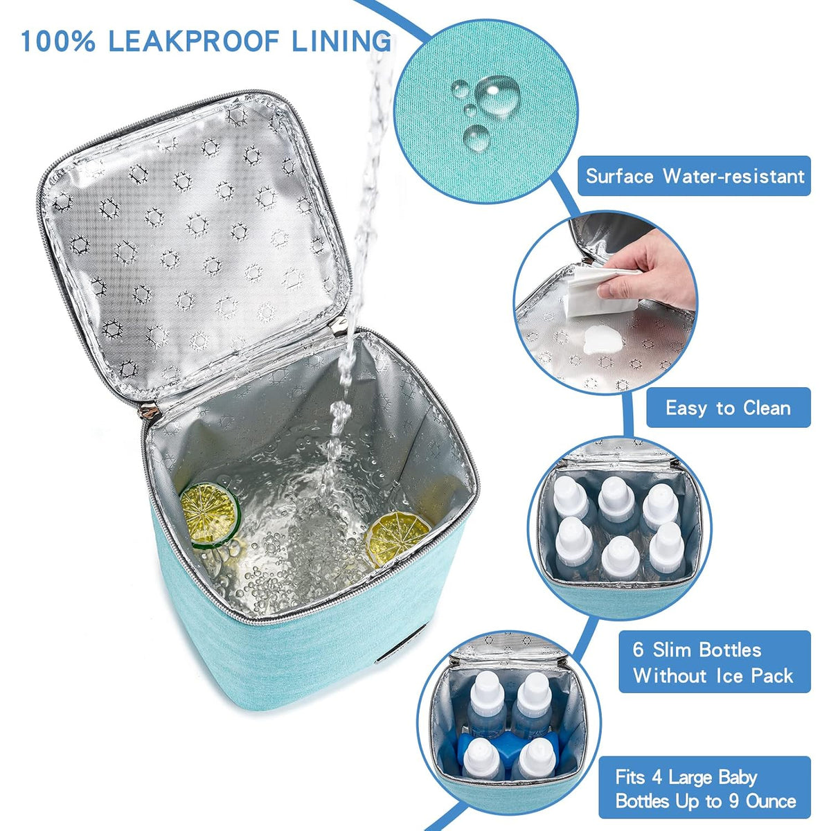 Breastmilk Cooler Bag with Ice Pack Fits 4 Baby Bottles Up to 9 Ounce, Baby Bottle Bag Great for Nursing Mom Daycare