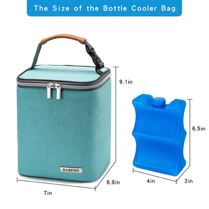 Breastmilk Cooler Bag with Ice Pack Fits 4 Baby Bottles Up to 9 Ounce, Baby Bottle Bag Great for Nursing Mom Daycare