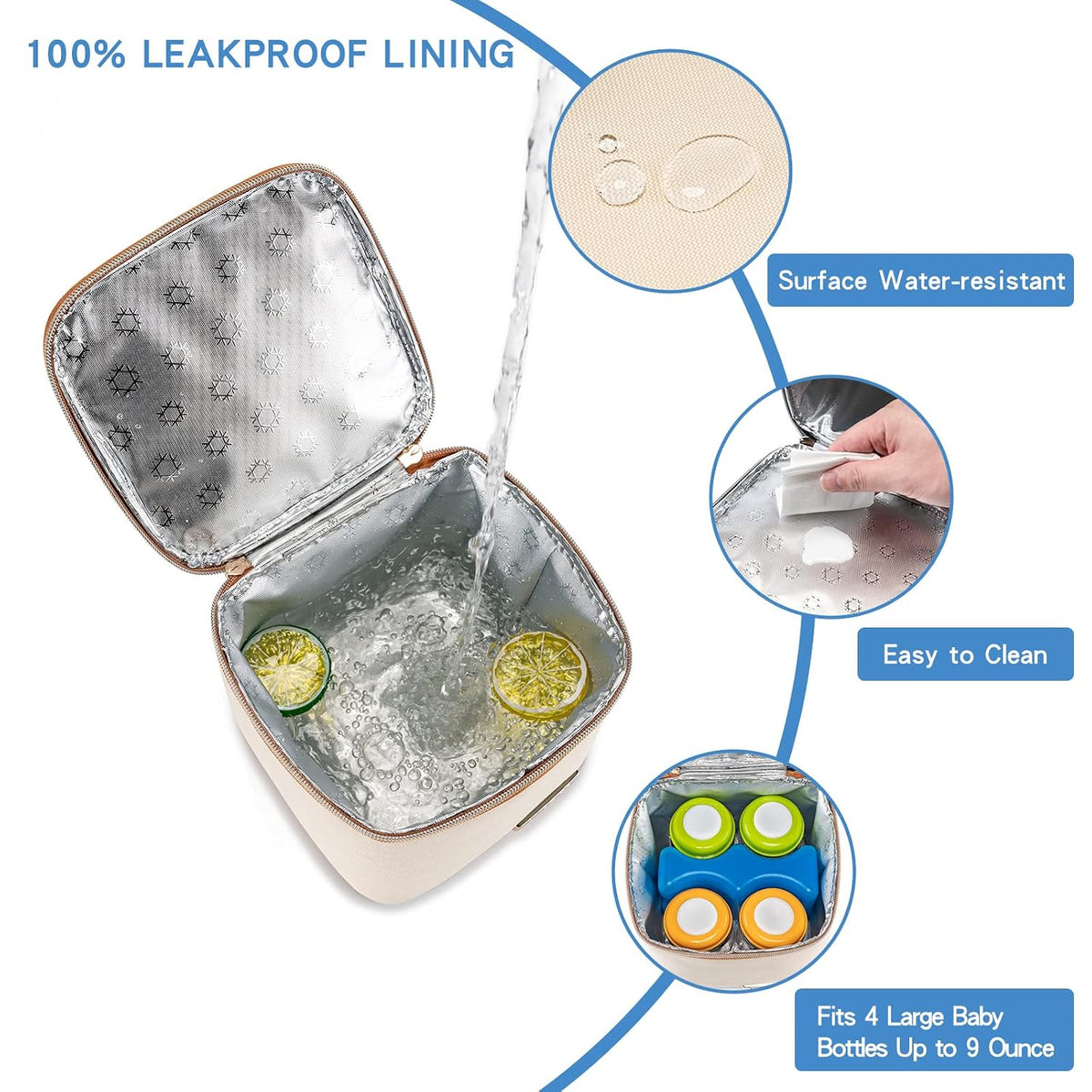 Breastmilk Cooler Bag with Ice Pack Fits 4 Baby Bottles Up to 9 Ounce, Baby Bottle Bag Great for Nursing Mom Daycare