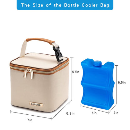 Breastmilk Cooler Bag with Ice Pack Fits 4 Baby Bottles Up to 9 Ounce, Baby Bottle Bag Great for Nursing Mom Daycare