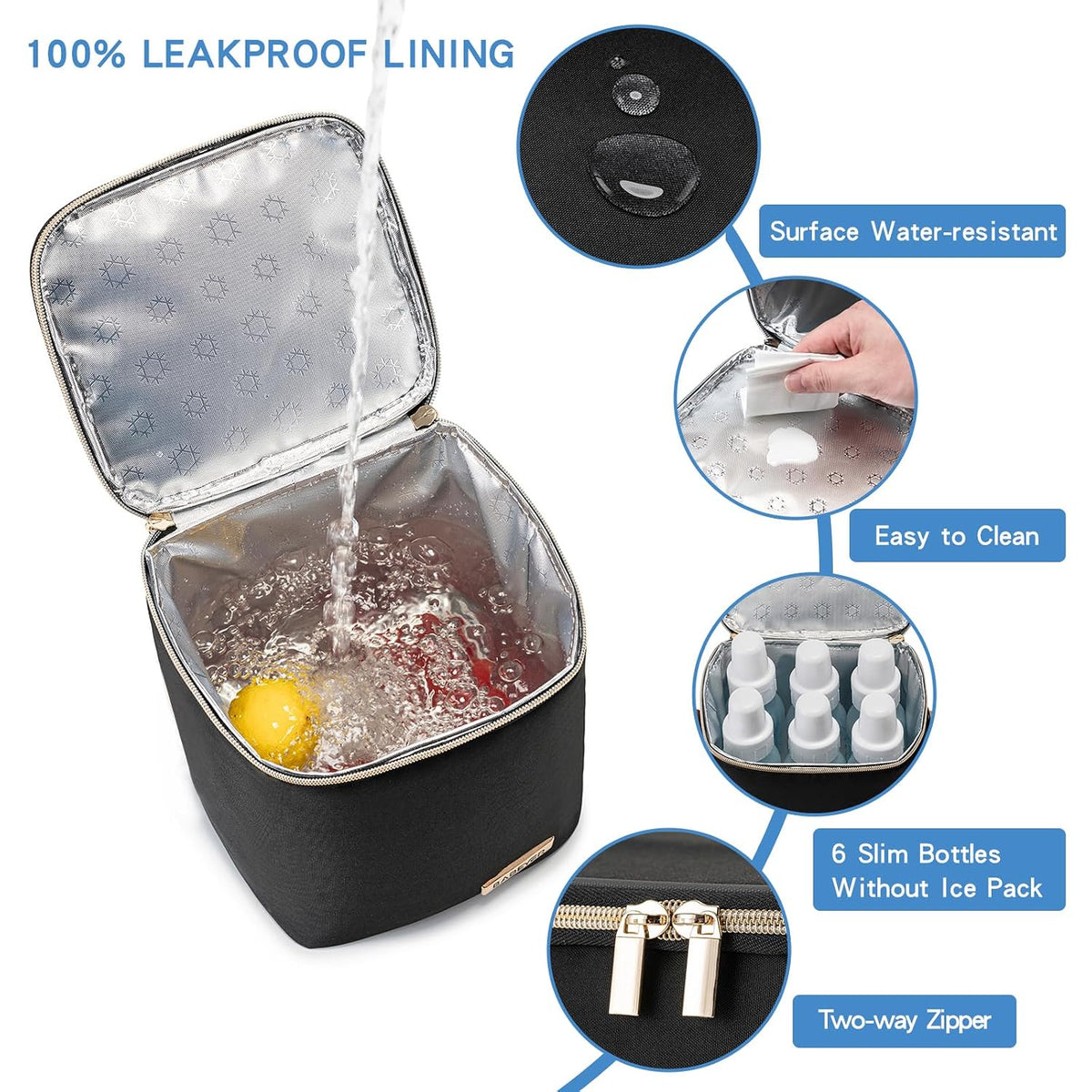 Breastmilk Cooler Bag with Ice Pack Fits 4 Baby Bottles Up to 9 Ounce, Baby Bottle Bag Great for Nursing Mom Daycare