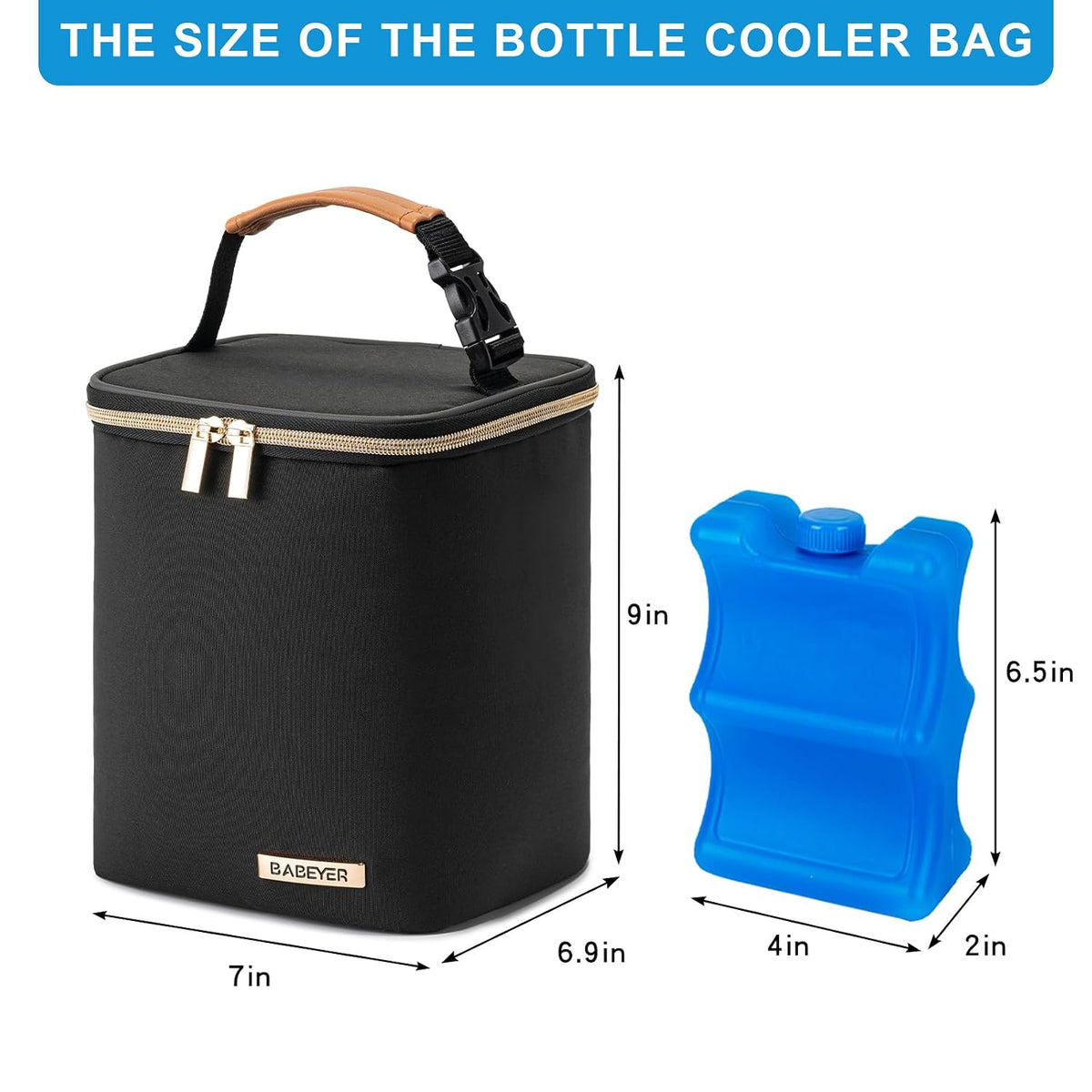 Breastmilk Cooler Bag with Ice Pack Fits 4 Baby Bottles Up to 9 Ounce, Baby Bottle Bag Great for Nursing Mom Daycare