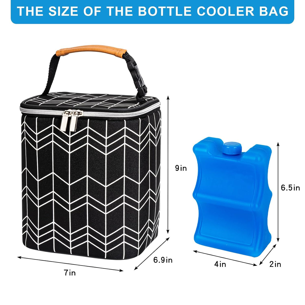 Breastmilk Cooler Bag with Ice Pack Fits 4 Baby Bottles Up to 9 Ounce, Baby Bottle Bag Great for Nursing Mom Daycare