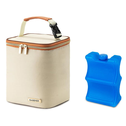 Breastmilk Cooler Bag with Ice Pack Fits 4 Baby Bottles Up to 9 Ounce, Baby Bottle Bag Great for Nursing Mom Daycare