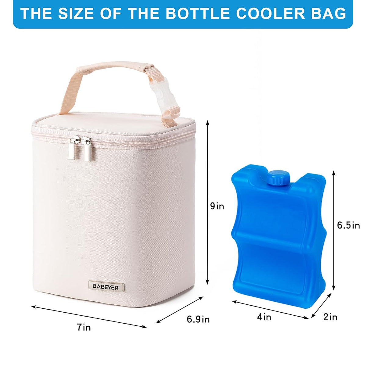 Breastmilk Cooler Bag with Ice Pack Fits 4 Baby Bottles Up to 9 Ounce, Baby Bottle Bag Great for Nursing Mom Daycare