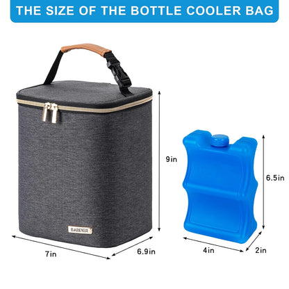 Breastmilk Cooler Bag with Ice Pack Fits 4 Baby Bottles Up to 9 Ounce, Baby Bottle Bag Great for Nursing Mom Daycare