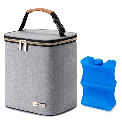 Breastmilk Cooler Bag with Ice Pack Fits 4 Baby Bottles Up to 9 Ounce, Baby Bottle Bag Great for Nursing Mom Daycare