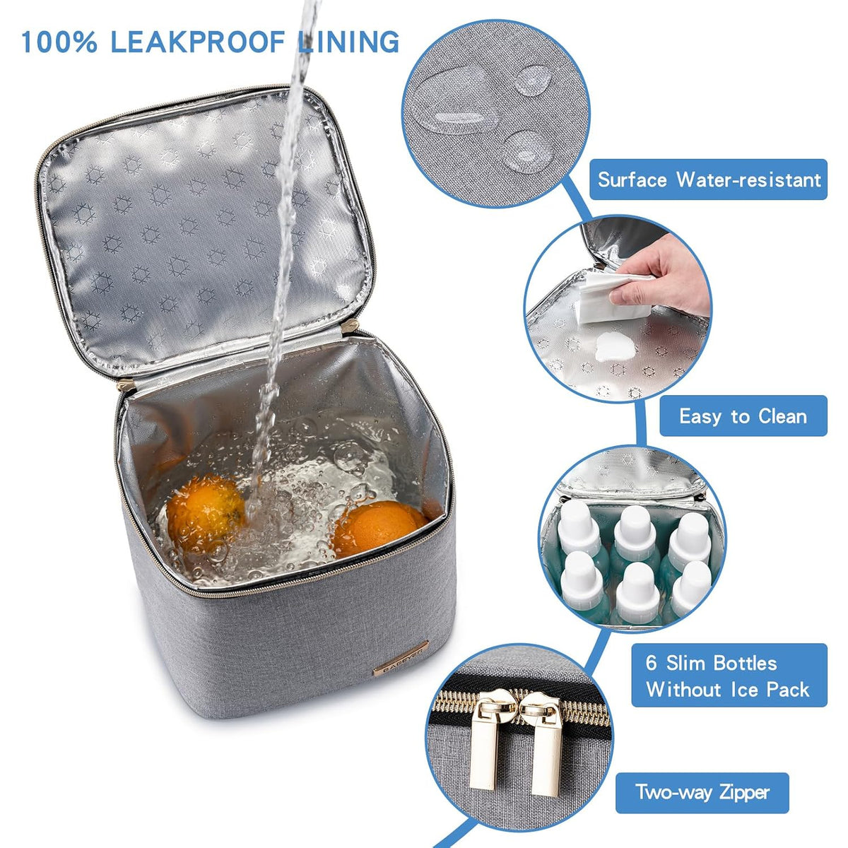 Breastmilk Cooler Bag with Ice Pack Fits 4 Baby Bottles Up to 9 Ounce, Baby Bottle Bag Great for Nursing Mom Daycare