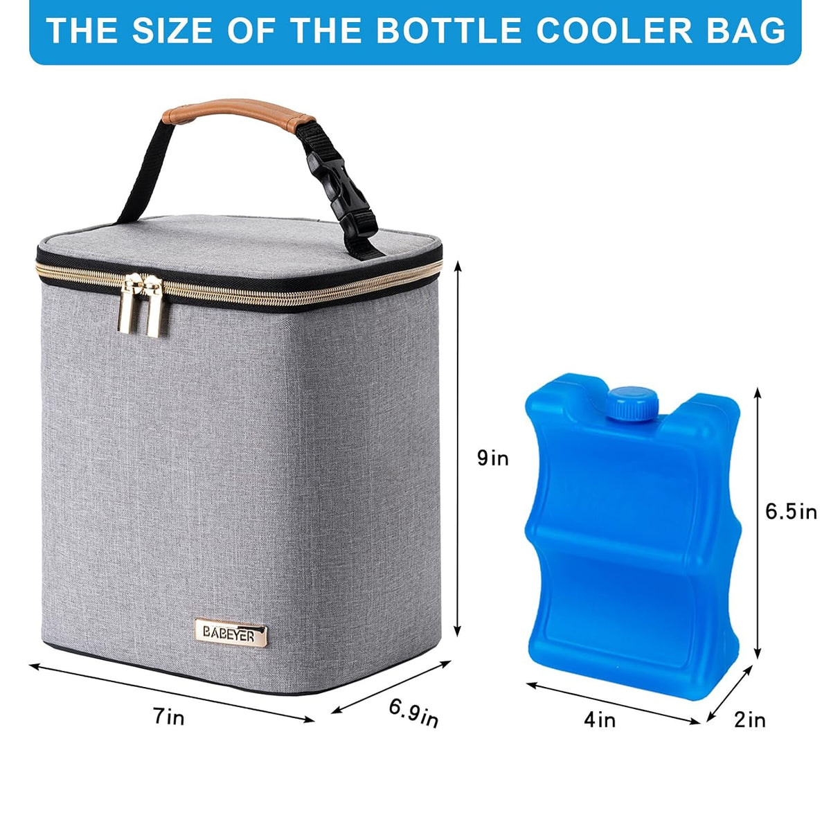 Breastmilk Cooler Bag with Ice Pack Fits 4 Baby Bottles Up to 9 Ounce, Baby Bottle Bag Great for Nursing Mom Daycare