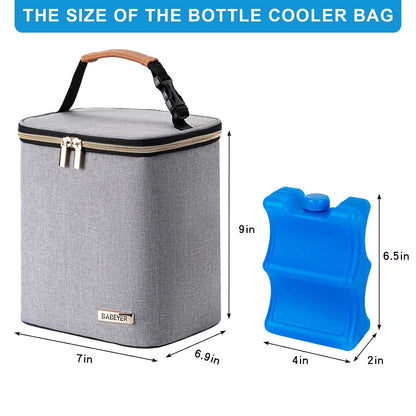 Breastmilk Cooler Bag with Ice Pack Fits 4 Baby Bottles Up to 9 Ounce, Baby Bottle Bag Great for Nursing Mom Daycare