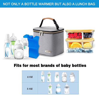 Breastmilk Cooler Bag with Ice Pack Fits 4 Baby Bottles Up to 9 Ounce, Baby Bottle Bag Great for Nursing Mom Daycare