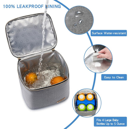 Breastmilk Cooler Bag with Ice Pack Fits 4 Baby Bottles Up to 9 Ounce, Baby Bottle Bag Great for Nursing Mom Daycare