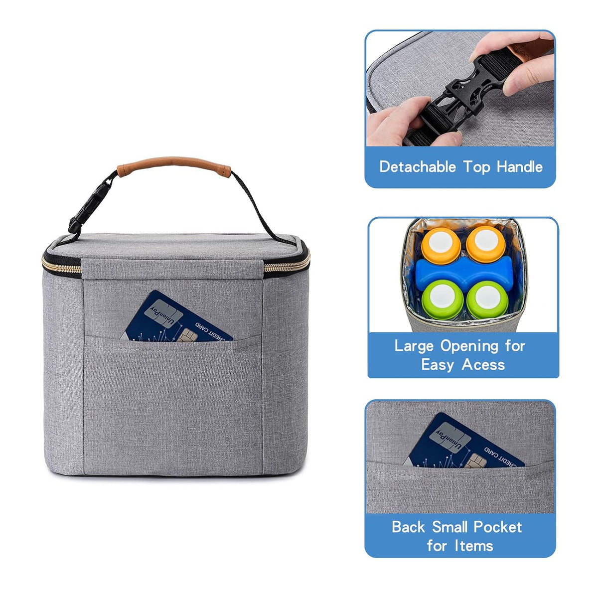 Breastmilk Cooler Bag with Ice Pack Fits 4 Baby Bottles Up to 9 Ounce, Baby Bottle Bag Great for Nursing Mom Daycare