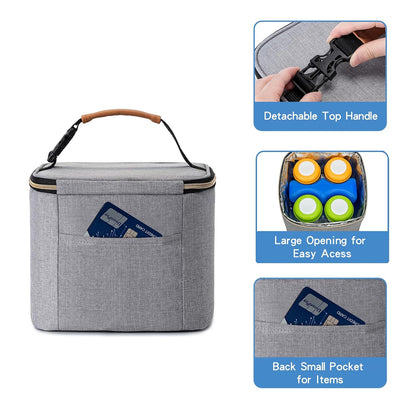Breastmilk Cooler Bag with Ice Pack Fits 4 Baby Bottles Up to 9 Ounce, Baby Bottle Bag Great for Nursing Mom Daycare