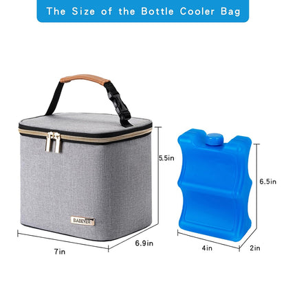 Breastmilk Cooler Bag with Ice Pack Fits 4 Baby Bottles Up to 9 Ounce, Baby Bottle Bag Great for Nursing Mom Daycare