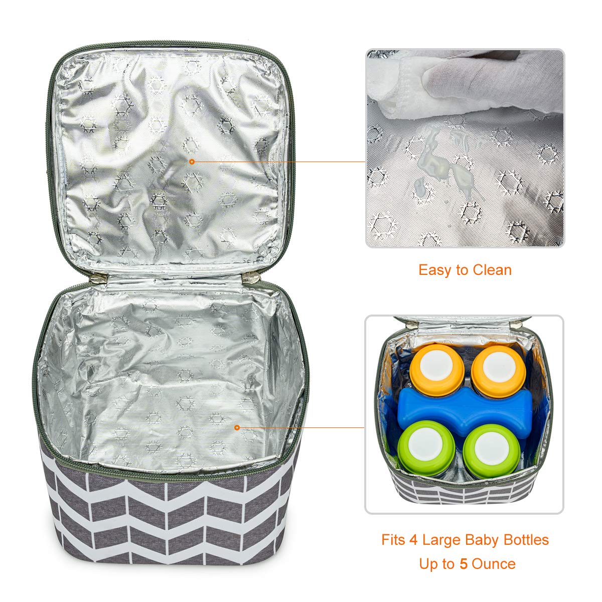 Breastmilk Cooler Bag with Ice Pack Fits 4 Baby Bottles Up to 9 Ounce, Baby Bottle Bag Great for Nursing Mom Daycare