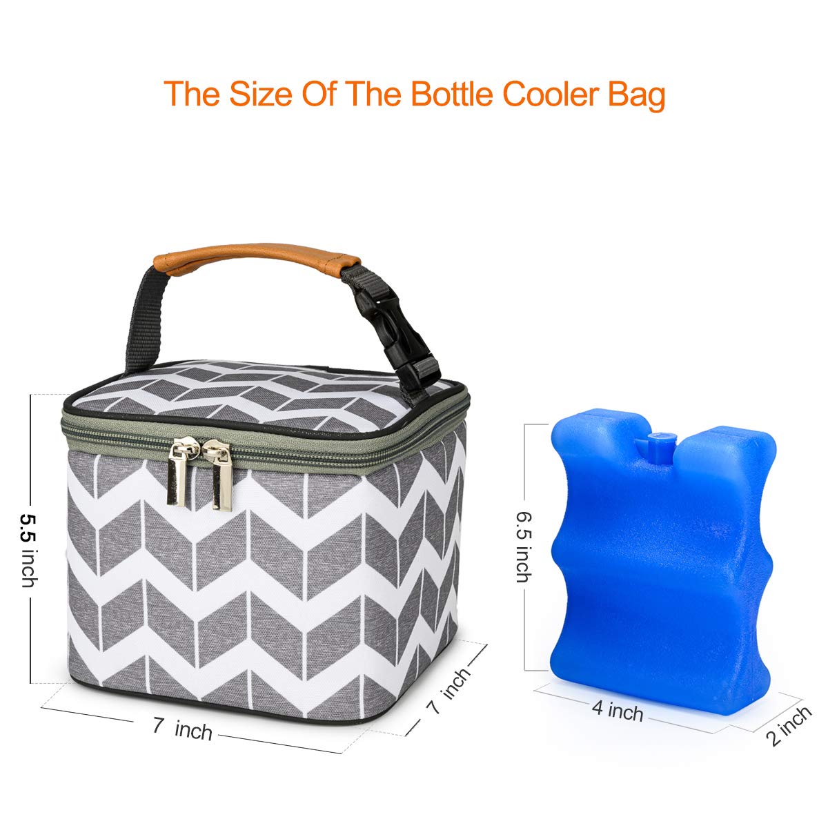 Breastmilk Cooler Bag with Ice Pack Fits 4 Baby Bottles Up to 9 Ounce, Baby Bottle Bag Great for Nursing Mom Daycare