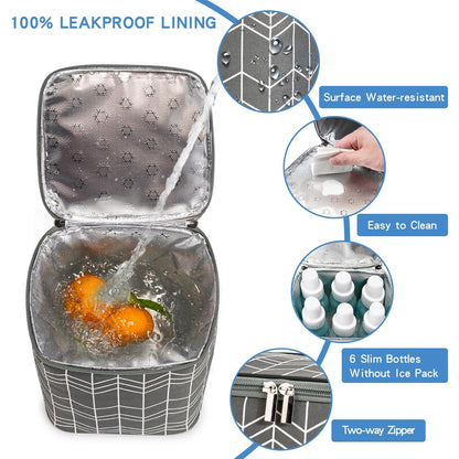 Breastmilk Cooler Bag with Ice Pack Fits 4 Baby Bottles Up to 9 Ounce, Baby Bottle Bag Great for Nursing Mom Daycare