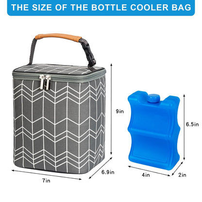 Breastmilk Cooler Bag with Ice Pack Fits 4 Baby Bottles Up to 9 Ounce, Baby Bottle Bag Great for Nursing Mom Daycare