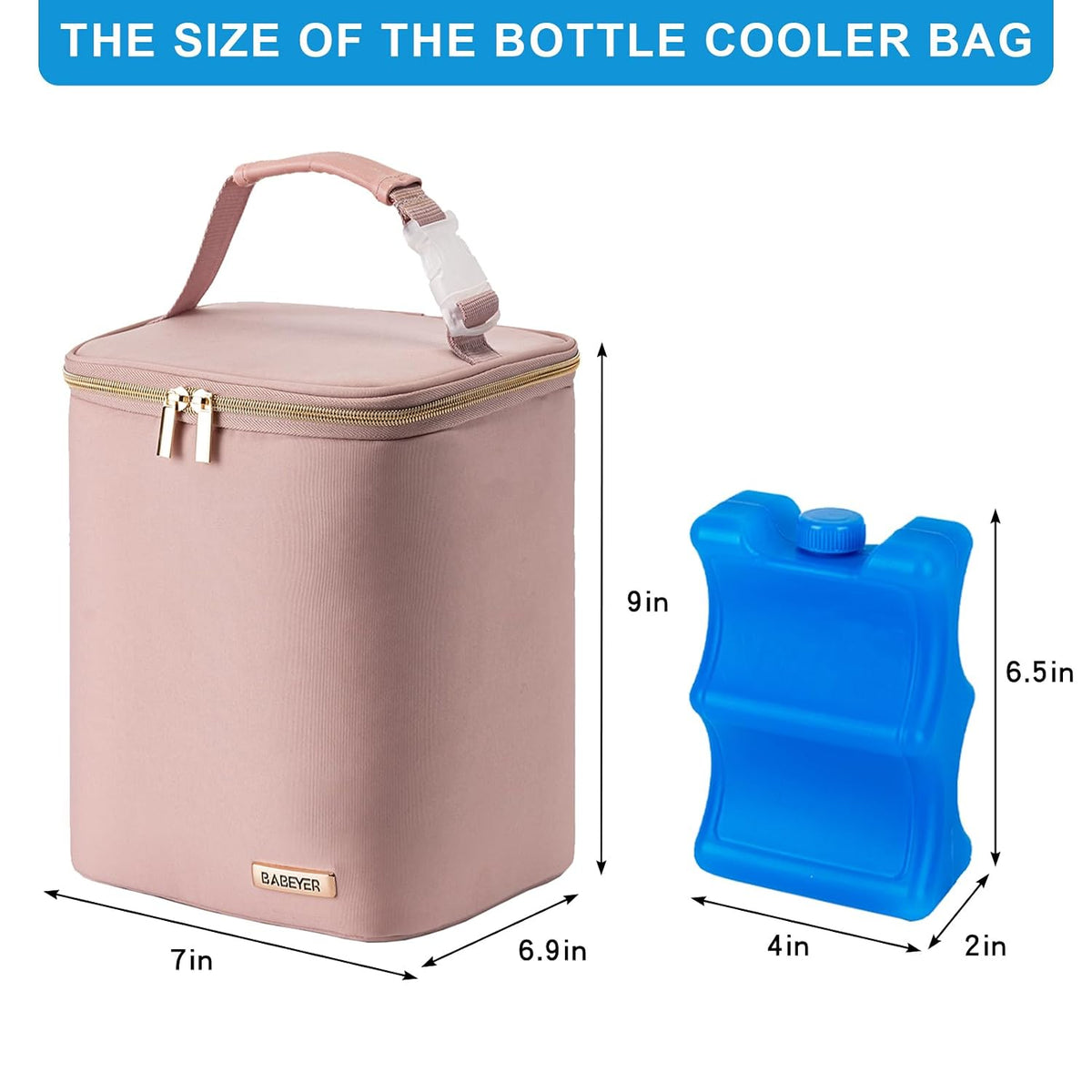 Breastmilk Cooler Bag with Ice Pack Fits 4 Baby Bottles Up to 9 Ounce, Baby Bottle Bag Great for Nursing Mom Daycare