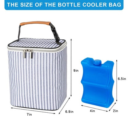 Breastmilk Cooler Bag with Ice Pack Fits 4 Baby Bottles Up to 9 Ounce, Baby Bottle Bag Great for Nursing Mom Daycare